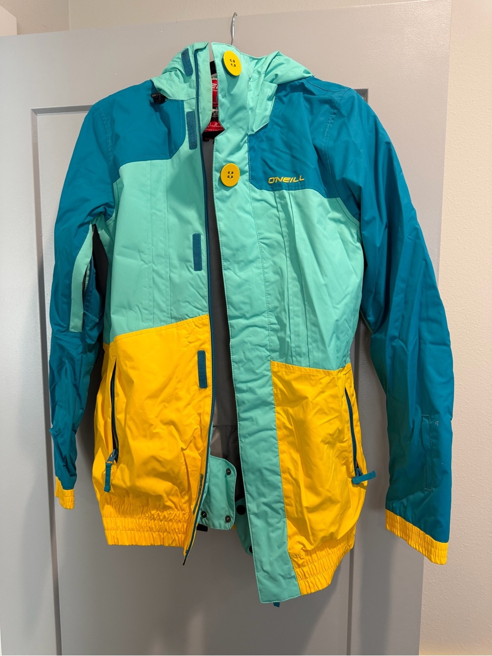 O'Neill Teal, Mint & Yellow Colorblock Ski Jacket